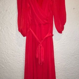 DKNY  Red 3/4 Sleeve Dress